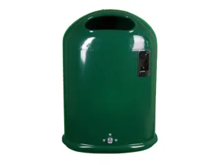 Afvalbak van staalplaat met asbak 45 liter ovale opening open mosgroen - 2