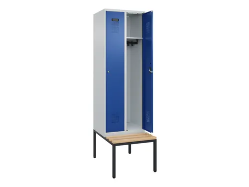 locker met bank,HxBxD 2120x600x815mm,2vak,vak B 300mm,cilinderslot