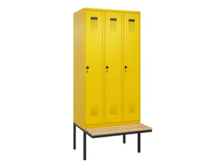 locker met bank,HxBxD 2120x900x815mm,3vak,vak B 300mm,draaigrendel - 3