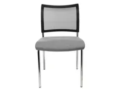 Bezoekersstoel Zitting Lichtgrijs Stof Rug Netbekleding Zwart