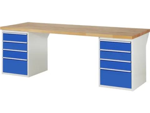 werkbank,HxBxD 890x2500x900mm,beukblad,draagverm. 750kg,2containers