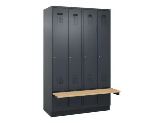 locker met bank,HxBxD 1950x1200x815mm,4vak,vak B 300mm,cilinderslot - 2