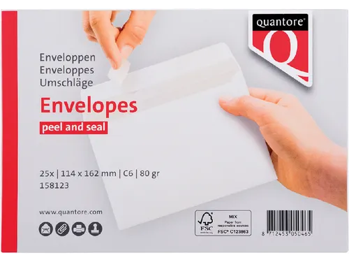 Envelop Quantore Bank C6 114x162mm 80gr Wit zelfklevend