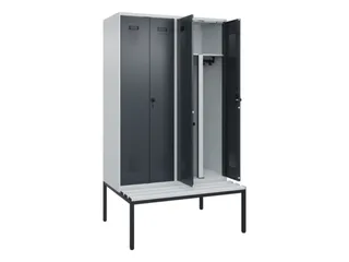 PBM-locker met bank,HxBxD 2120x1200x815mm,4vak,vak B 300mm - 1