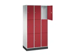 lockerkast,RAL 7035/RAL 3003,HxBxD 1950x920x500mm,3x3vakken,cil.-slot