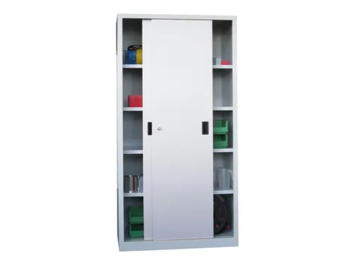 schuifdeurkast,HxBxD 1950x1000x600mm,RAL7035,front RAL7035