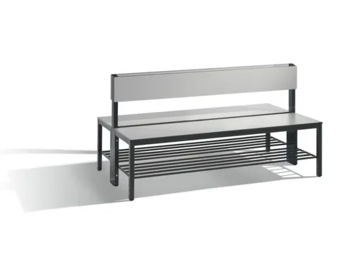omkleedbank,HxLxD 796x1500x760mm,HPL zilvergrijs,frame staal RAL7021
