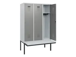 locker met bank,HxBxD 1950x1200x815mm,3vak,vak B 400mm,cilinderslot
