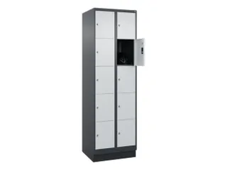 lockerkast,HxBxD 1950x600x500mm,2x5vakken,vak B 300mm,cil.-slot,sokkel - 1