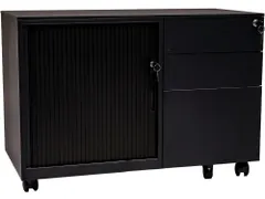 Verrijdbaar ladeblok Rechts met schuifdeurkast Zwart