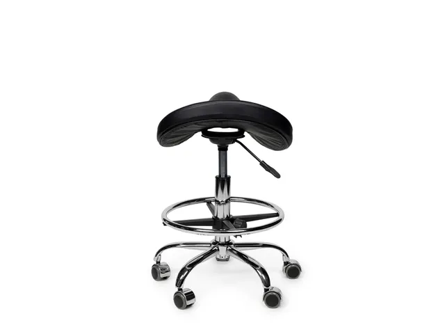 Premium zadelkruk zwart laag met voetring