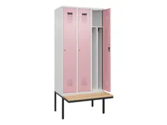 locker met bank,voor scheiding van kleding,HxBxD 2120x900x815mm,3vak