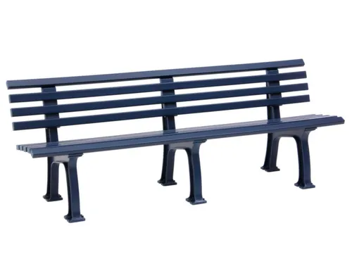 Kunststofbank 740x2000x380mm Zit H 440mm 9 Latten 3 Pootstellen Blauw
