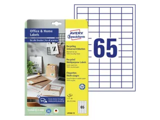 Etiket Avery Zweckform LR3666-10 38x21.2mm recycled wit 650 stuks - 1