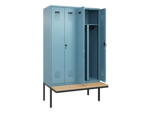 PBM-locker met bank,HxBxD 2120x1200x815mm,4vak,vak B 300mm