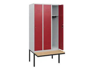 locker met bank,HxBxD 1950x900x815mm,3vak,vak B 300mm,cil.-slot - 2