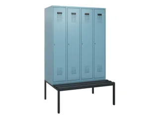 locker met bank,HxBxD 1950x1200x815mm,4vak,vak B 300mm,cilinderslot - 2