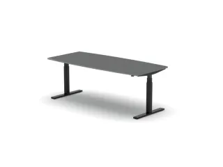 Elektrisch ihv Vergadertafel Vatvorm 2000x800mm Zwart+Donkergrijs Blad - 1