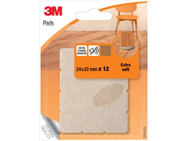Viltjes Extra Soft Pads Beige 24x22 mm Blister 12 Stuks