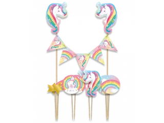 Cake decoratie Unicorn 9 stuks - 1