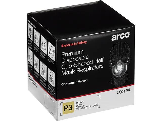Stofmasker Arco Premium FFP3 NR met ventiel schelpmodel doos 5 stuks