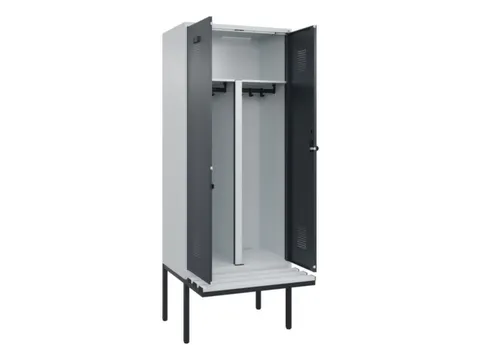 PBM-locker met bank,HxBxD 2120x800x815mm,2vak,vak B 400mm,draaigrendel