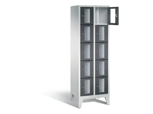 Lockerkast 1850x610x500mm 2x5 vakken Cilinderslot Poten, RAL7021
