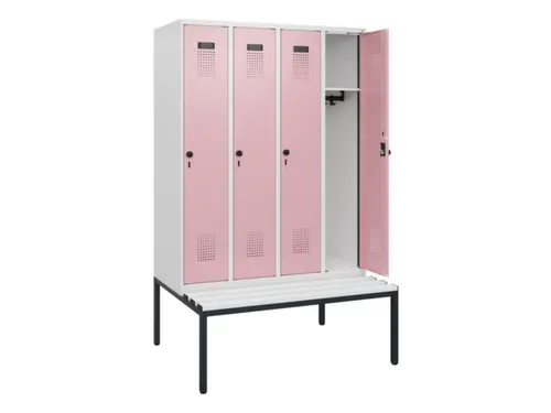 locker met bank,HxBxD 1950x1200x815mm,4vak,vak B 300mm,draaigrendel