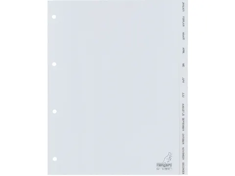 Tabbladen Kangaro A4 4-Gaats G412J 12-Delig jan-dec Grijs Pp