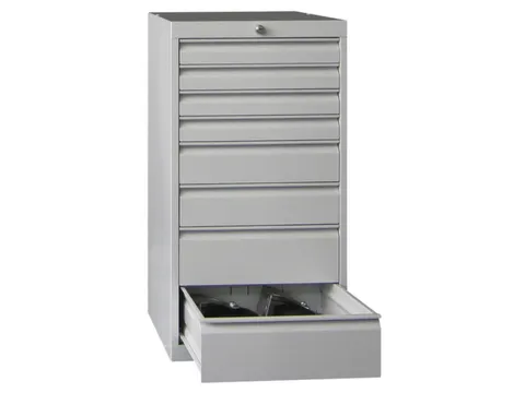 ladekast,HxBxD 1000x500x600mm,8lade(n),cil.-slot,RAL7035,front RAL3000