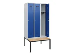 locker met bank,HxBxD 1950x900x815mm,3vak,vak B 300mm,cilinderslot