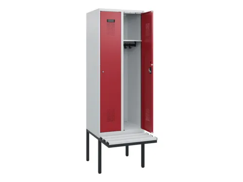 locker met bank,HxBxD 1950x600x815mm,2vak,vak B 300mm,cilinderslot