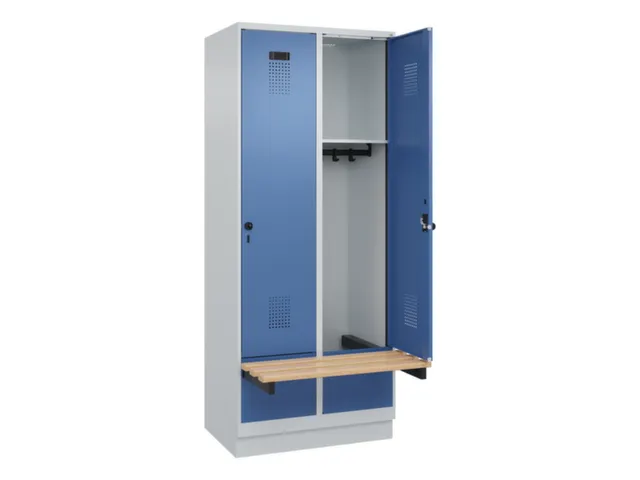 locker met bank,HxBxD 1950x800x815mm,2vak,vak B 400mm,draaigrendel