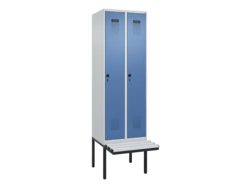 locker met bank,HxBxD 2120x600x815mm,2vak,vak B 300mm,draaigrendel