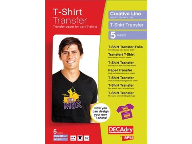 Apli T-shirt Transfer Paper pour textile noir ou foncé, paquet de