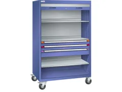 Mobiele roldeurkast,HxBxD 1813x1205x691mm,3xStalen bodem,3lade(n)