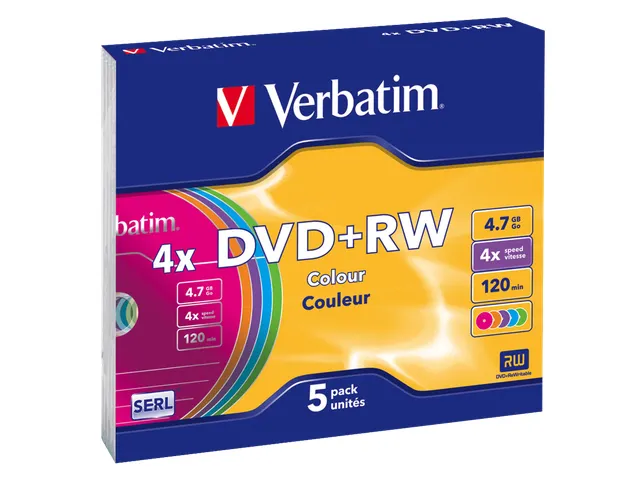 DVD+RW 4.7GB 4x 5 Stuks