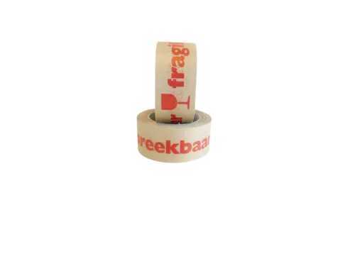 Waarschuwingstape IEZZY 50mmx50m 80% gerecycled papier bruin rood