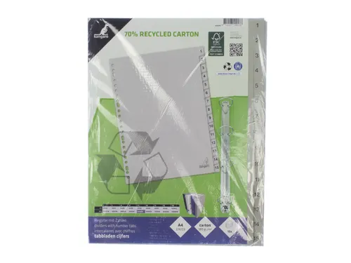 Tabblad ECO Kangaro A4 cijfers 180 grams grijs karton 23-gaats 15-deli