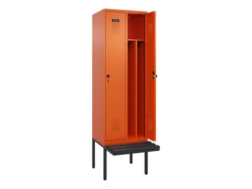 locker met bank,voor scheiding van kleding,HxBxD 2120x600x815mm,2vak