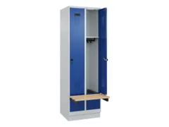 locker met bank,HxBxD 1950x600x815mm,2vak,vak B 300mm,draaigrendel