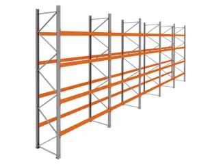 palletstelling,basis+4xaanbouw,HxBxD 4620x14100x1100mm,vakl. 3000kg - 1