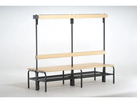 banc double HxLxP 1670x1500x725mm barrettes en bois RAL9006