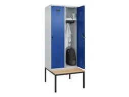 locker met bank,HxBxD 2120x800x815mm,2vak,vak B 400mm,draaigrendel