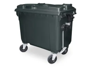 Vuilcontainers,660l,romp HDPE grijs,HxBxD 1165x1265x775mm,4zwenkwielen - 1