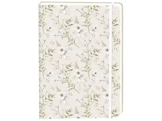 Notitieboek witte bloemen A5 lijn 92 pagina's softcover creme - 1