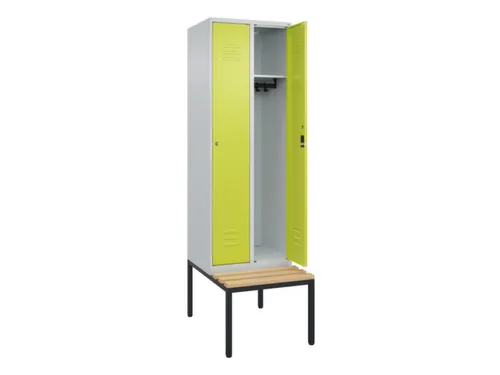 locker met bank,HxBxD 2120x600x815mm,2vak,vak B 300mm,cil.-slot