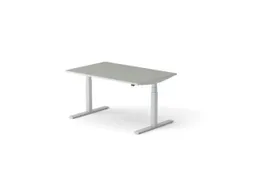 Elektrisch ihv bureau HxBxD 640-1300x1400x900mm blad grijs, voet alu