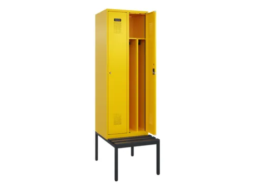 locker met bank,voor scheiding van kleding,HxBxD 2120x600x815mm,2vak