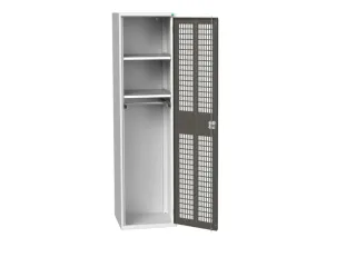Lockerkast 2000x525x550mm 2 vakken, ventilatiedeur, RAL7016 - 1